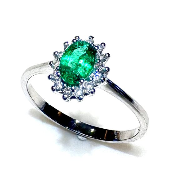 Anello Sommer Gioielli Donna KATE in Oro bianco Smeraldo 0.42 Ct SME CT 0.42 DIA CT 0.12 F/VS - SME CT 0.42 DIA CT 0.12 F/VS